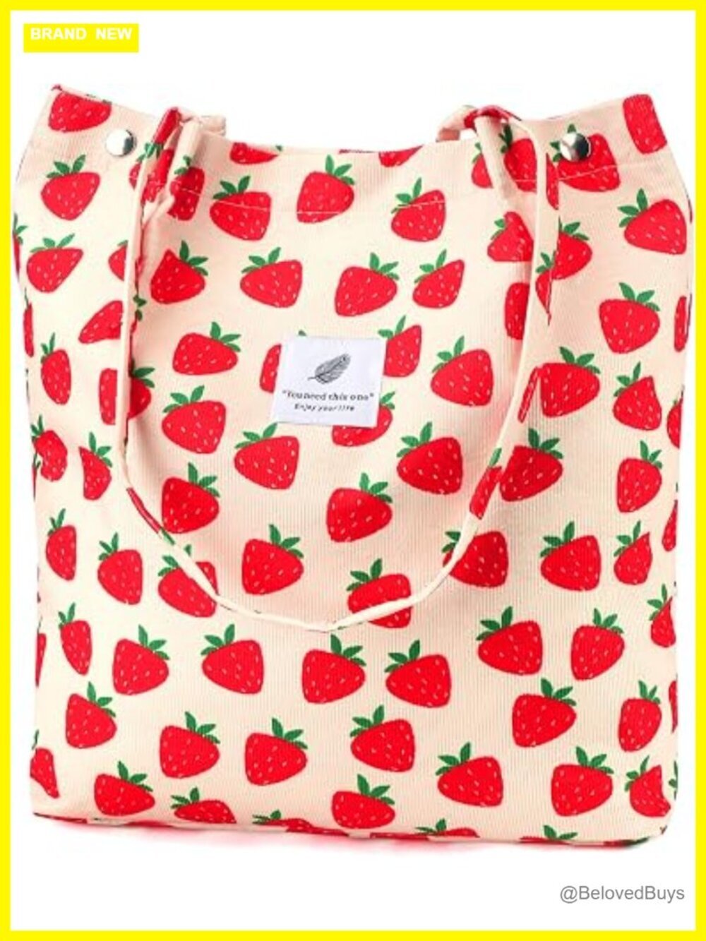 Corduroy Tote Bag for Women Canvas Shoulder Cord Purse with Inner Pocket